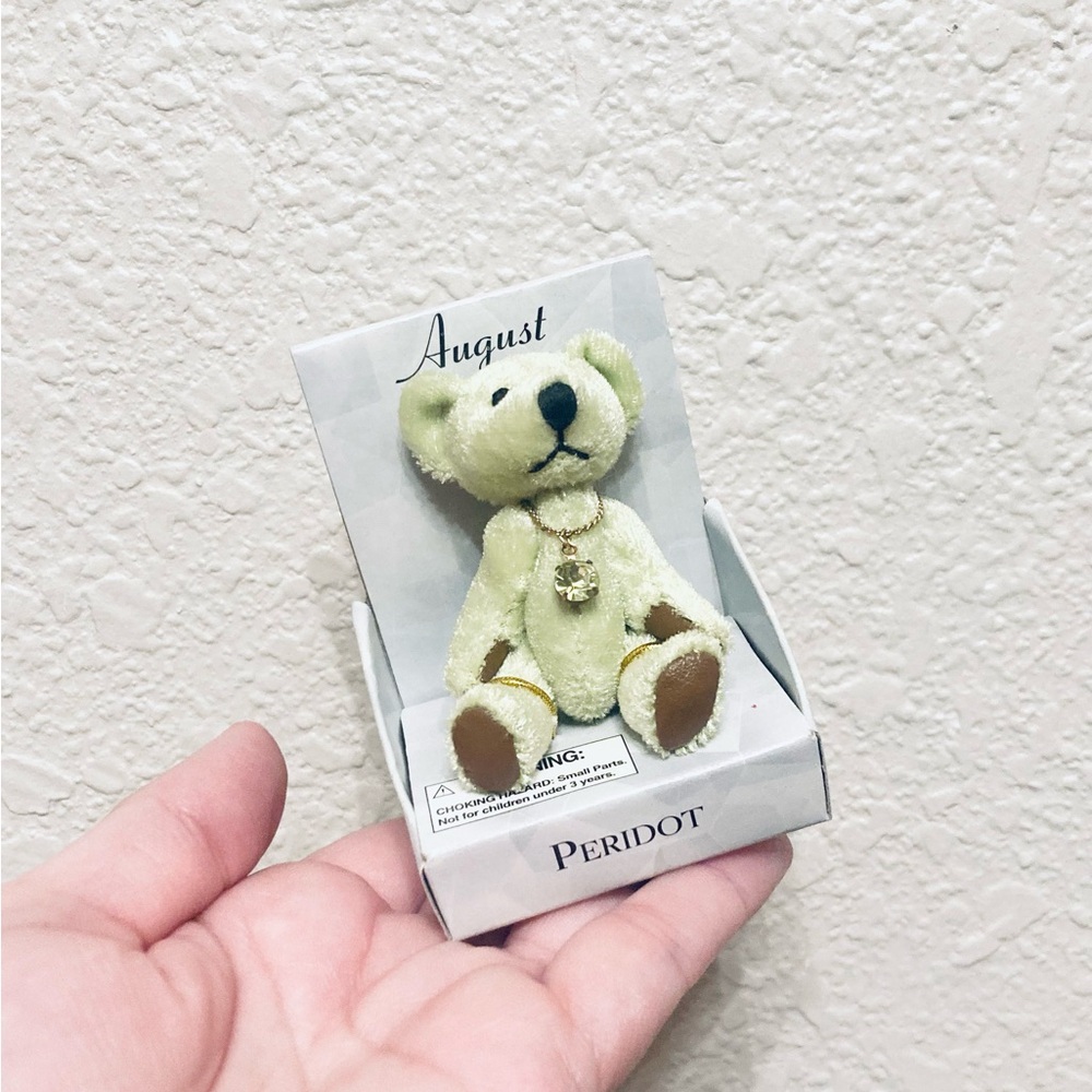 Vtg Russ Berrie mini bear birthday month August birthstone nib 3